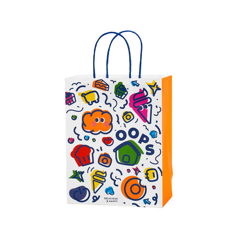 Combo 10 Túi đựng đồ tráng miệng phong cách graffiti vẽ tay túi xách nướng túi giấy kraft túi bánh mì tùy chỉnh in logo