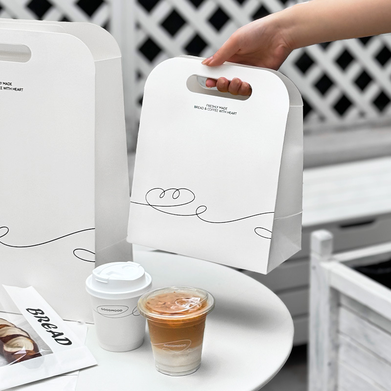 Combo 100 Túi đựng bánh mì, trà sữa, túi giấy đựng đồ uống, cà phê, túi đựng đồ ăn mang đi, phục vụ thương mại, in logo thương mại