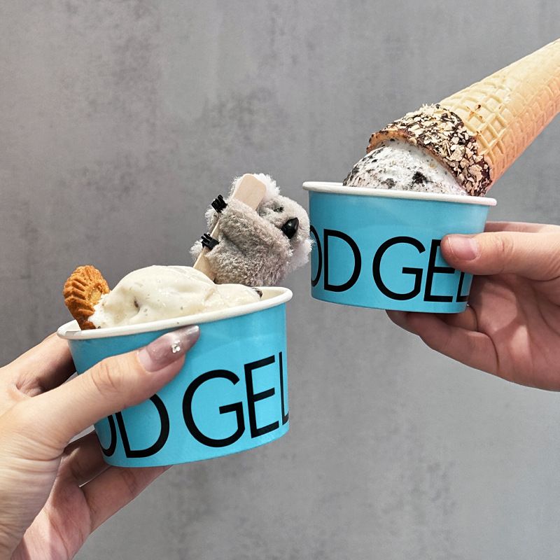 Cốc giấy đựng kem , bát giấy đựng kem, dùng một lần có nắp, hộp giấy đựng kem thương mại, sinh tố, sữa lắc, cốc nhỏ