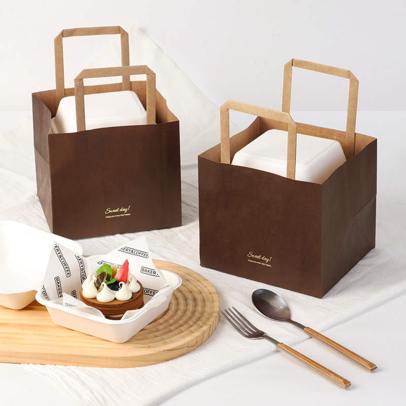 Combo 100 Túi đựng đồ tráng miệng túi đựng bánh mì cửa hàng bánh mang đi bao bì nướng thương mại túi giấy kraft có thể tùy chỉnh