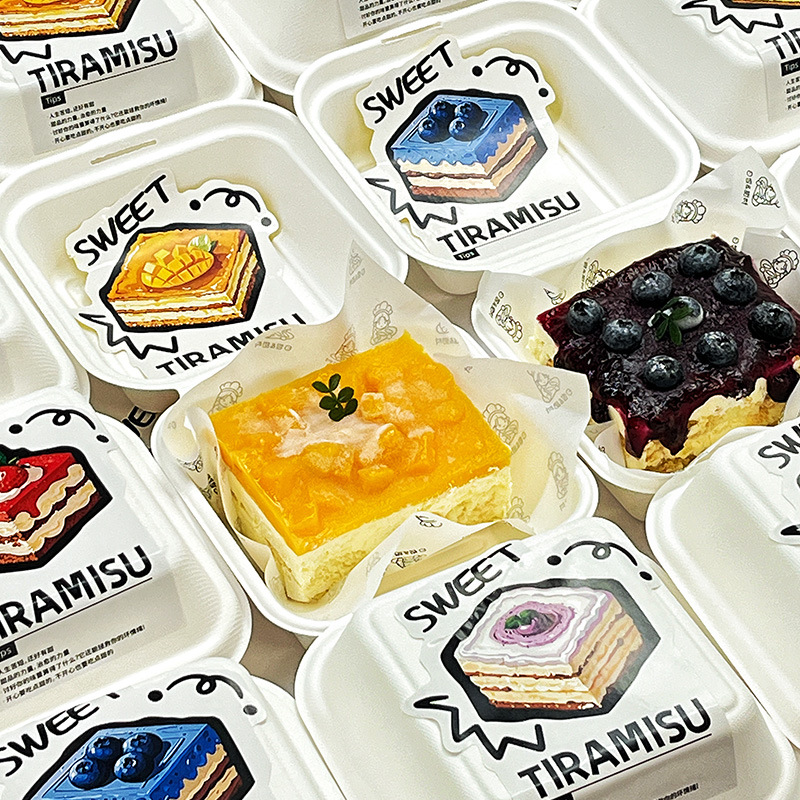 Bánh tráng miệng Tiramisu hộp cơm trưa dùng một lần hộp nhỏ hộp giấy hamburger bánh sandwich nướng
