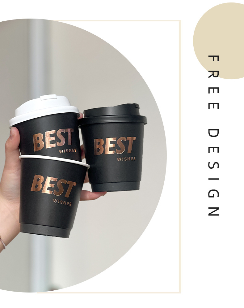 ☕ Cốc Cà Phê Dùng Một Lần – Sang Trọng & Tiện Lợi Cho Bao Bì Mang Đi 🖤✨