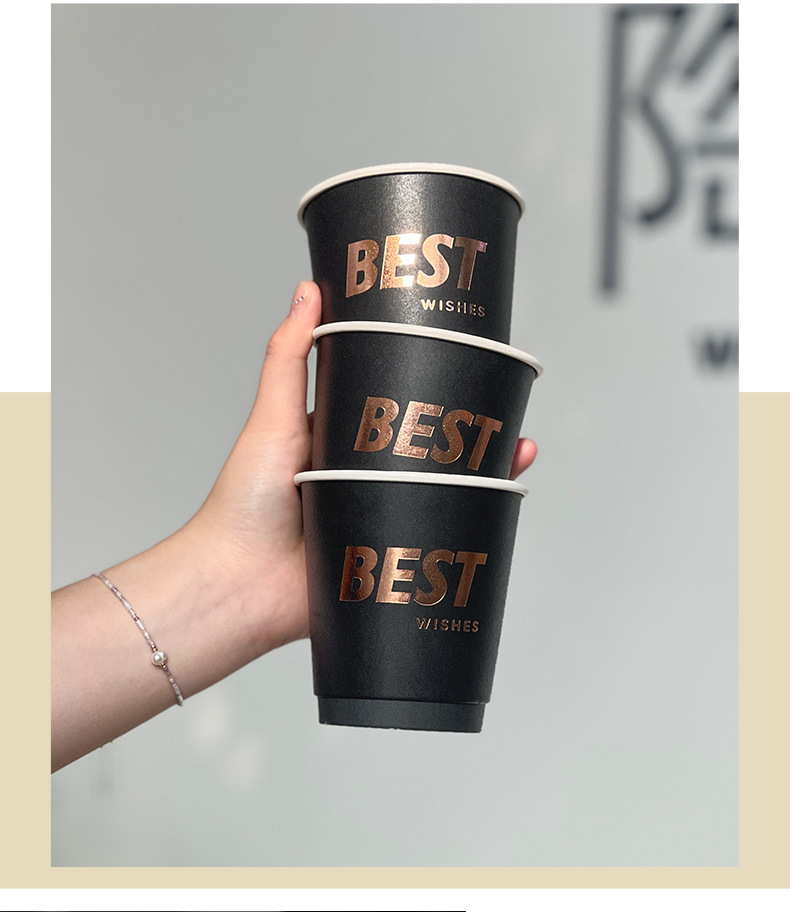 ☕ Cốc Cà Phê Dùng Một Lần – Sang Trọng & Tiện Lợi Cho Bao Bì Mang Đi 🖤✨