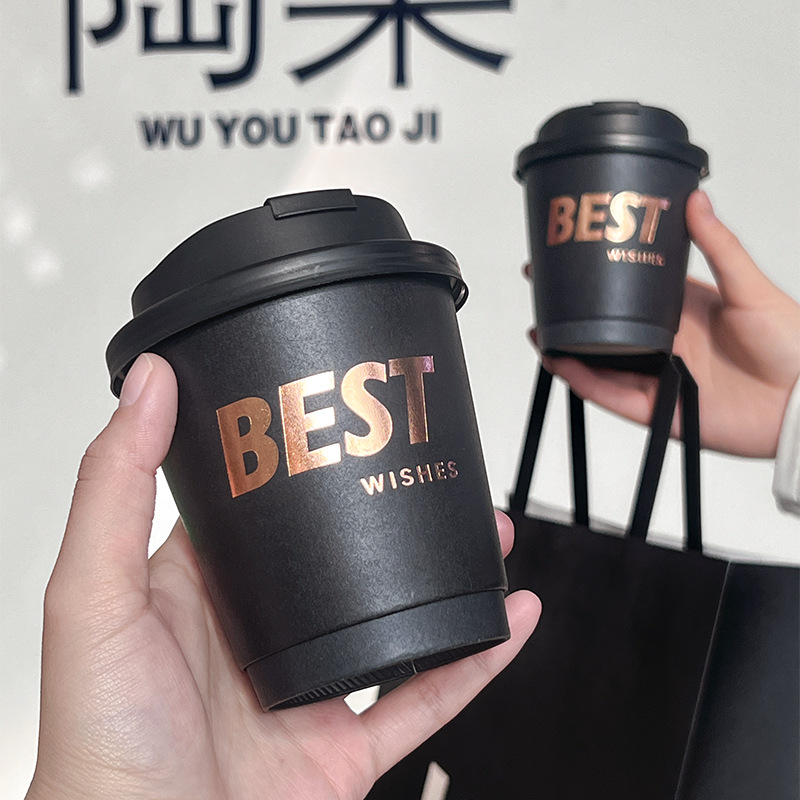 ☕ Cốc Cà Phê Dùng Một Lần – Sang Trọng & Tiện Lợi Cho Bao Bì Mang Đi 🖤✨