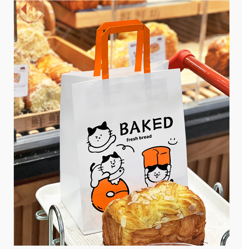 Combo 100 Túi Xách Giấy Kraft Hình Mèo Con – Phong Cách HOT Trend, Bao Bì Bánh Mì Nướng & Tráng Miệng, In Logo Thương Hiệu