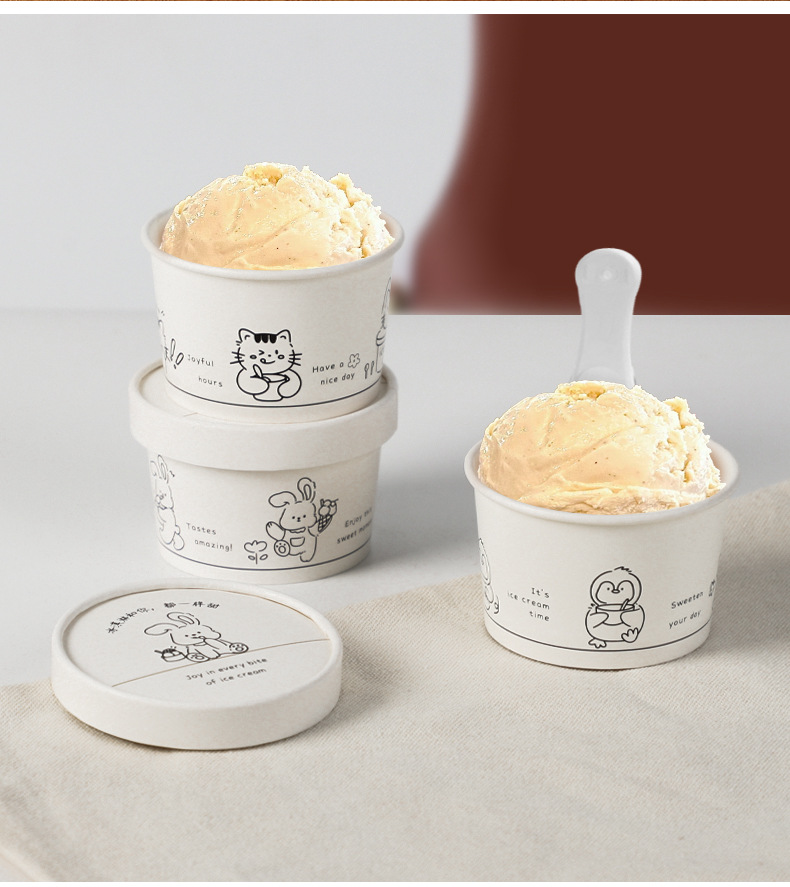 Cốc Kem/Bát Giấy Dùng Một Lần – Thiết Kế Dễ Thương, HOT Trend Mạng Xã Hội, Dành Cho Kem, Sữa Chua & Đồ Tráng Miệng