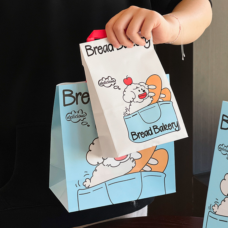 Combo 10 Trọn Bộ Bao Bì Bánh Mì Hình Chó Con – Túi Xách Kraft Đáng Yêu Cho Bánh Nướng, Tráng Miệng & Takeaway