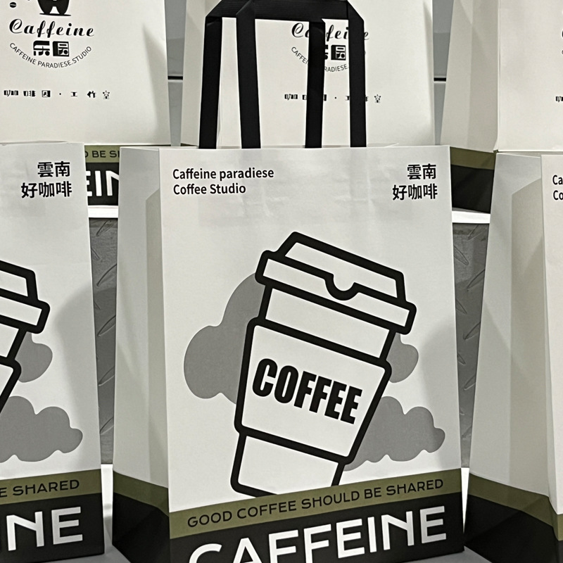 Combo 100 Túi Tote Kraft Đựng Cốc Cà Phê/Trà Sữa – Hoạt Hình Dễ Thương, HOT Trend Mạng Xã Hội, Đựng 1–2 Cốc, In Logo Thương Hiệu