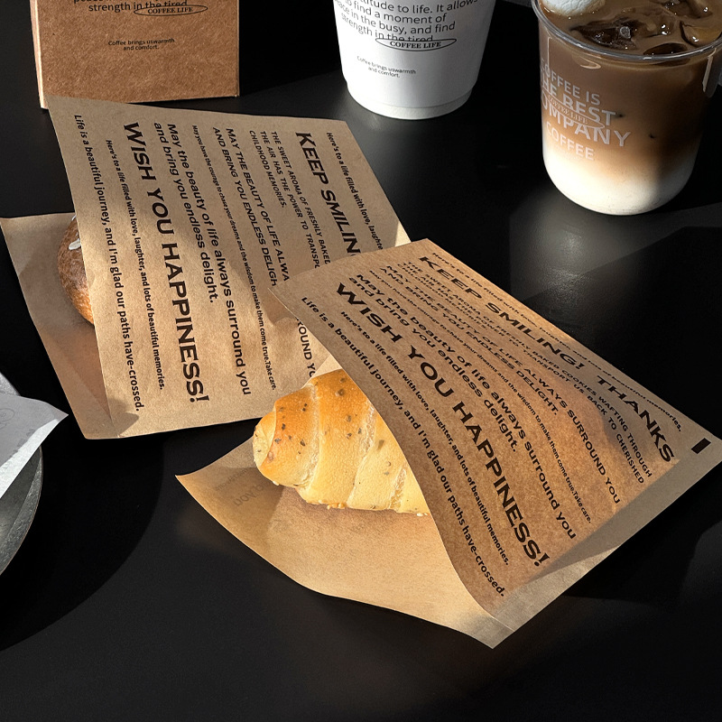 Túi Giấy Đựng Bánh Mì Chống Dầu – Phong Cách INS Đơn Giản, Dành Cho Bánh Mì Nước Kiềm, Bánh Sừng Bò, Bánh Mì Tròn