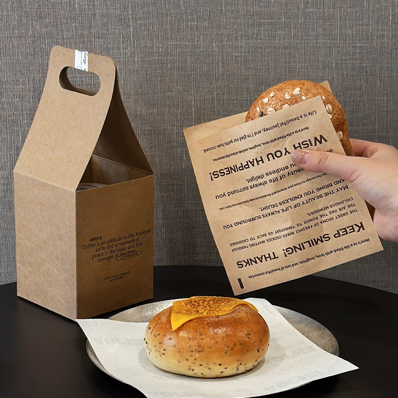 Túi Giấy Đựng Bánh Mì Chống Dầu – Phong Cách INS Đơn Giản, Dành Cho Bánh Mì Nước Kiềm, Bánh Sừng Bò, Bánh Mì Tròn