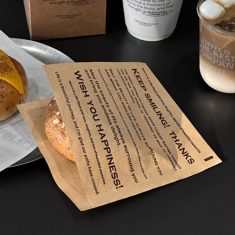 Túi Giấy Đựng Bánh Mì Chống Dầu – Phong Cách INS Đơn Giản, Dành Cho Bánh Mì Nước Kiềm, Bánh Sừng Bò, Bánh Mì Tròn