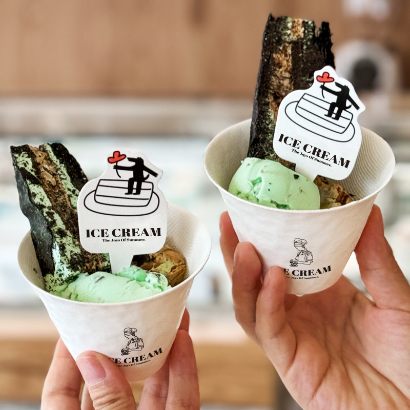 Cốc Giấy Dùng Một Lần Phong Cách Hot Trend – Cốc Đựng Kem, Bánh Sừng Bò, Bát Giấy Cầm Tay Mang Đi, Bao Bì Tráng Miệng Thương Mại