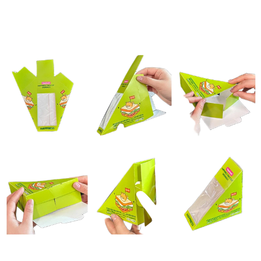 Hộp Đựng Bánh Sandwich Dùng Một Lần – Trong Suốt, Có Cửa Sổ, Không Cần Gấp