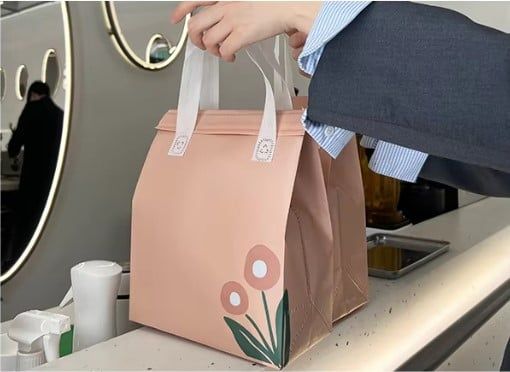 Túi Tote chất liệu vải không dệt đựng trà sữa, thực phẩm, có lớp nhôm cách nhiệt bên trong bền dai, thân thiện môi trường T1893