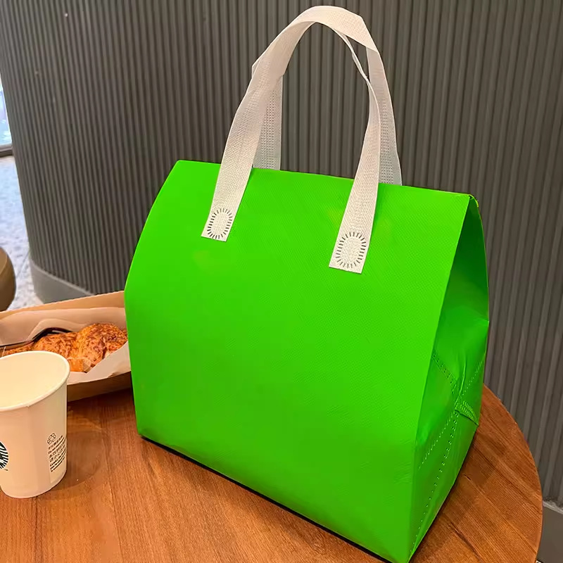 COMBO 50 Túi Tote chất liệu vải không dệt đựng trà sữa, thực phẩm, có lớp nhôm cách nhiệt bên trong bền dai, thân thiện môi trường T1893