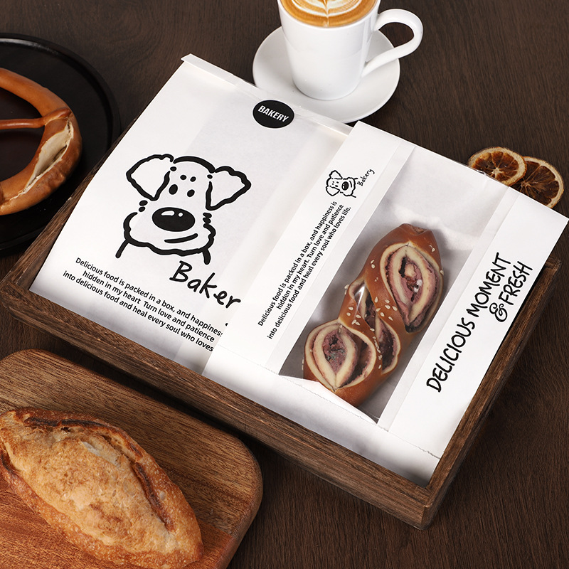Túi đựng bánh mì hình chú chó con hoạt hình bánh mì nướng lát nước kiềm bánh mì Châu Âu bánh rán bánh mì tròn đóng gói túi giấy kraft