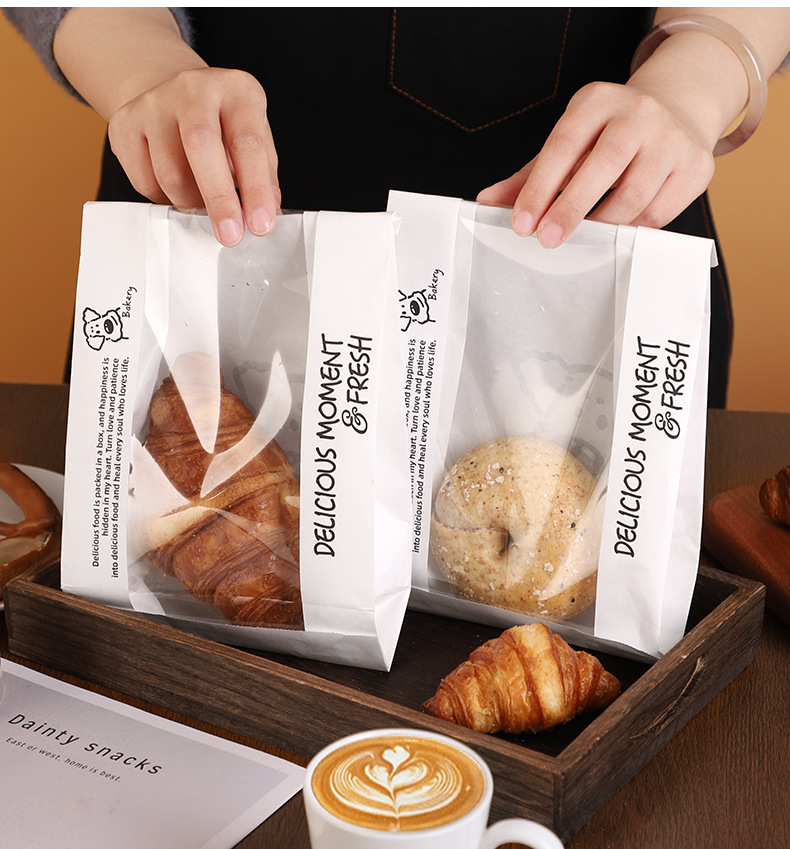 Túi đựng bánh mì hình chú chó con hoạt hình bánh mì nướng lát nước kiềm bánh mì Châu Âu bánh rán bánh mì tròn đóng gói túi giấy kraft