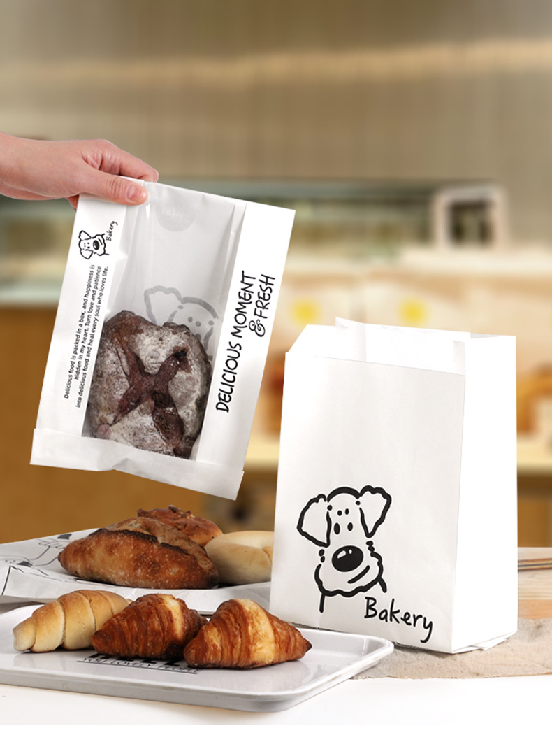Túi đựng bánh mì hình chú chó con hoạt hình bánh mì nướng lát nước kiềm bánh mì Châu Âu bánh rán bánh mì tròn đóng gói túi giấy kraft