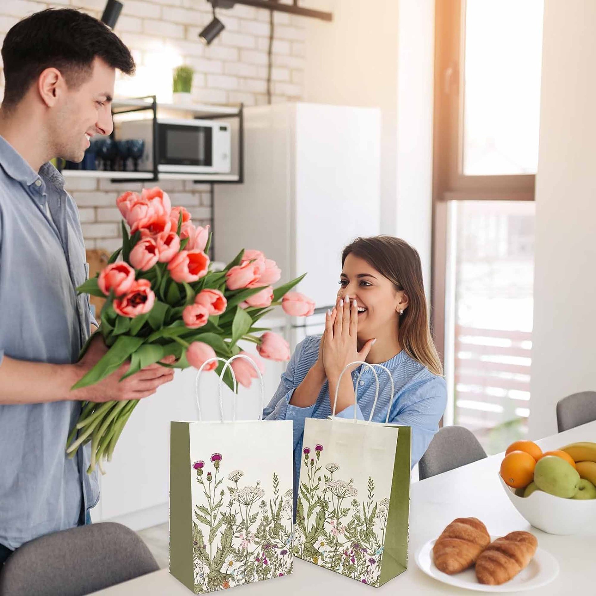Combo 50 Túi giấy quà tặng bò trắng phong cách Amazon dùng cho tiệc sinh nhật, mua sắm, trang sức, túi xách