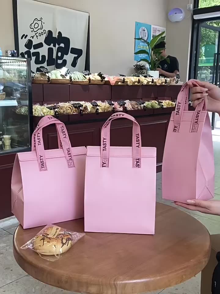 COMBO 50 Túi Tote chất liệu vải không dệt đựng trà sữa, thực phẩm, có lớp nhôm cách nhiệt bên trong bền dai, thân thiện môi trường T1893