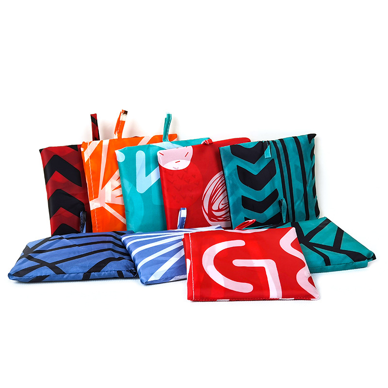 Combo 50 Túi Mua Sắm Vải Polyester In Họa Tiết – Thiết Kế Lớn Nhỏ Gấp Gọn Tiện Lợi, Thân Thiện Với Môi Trường