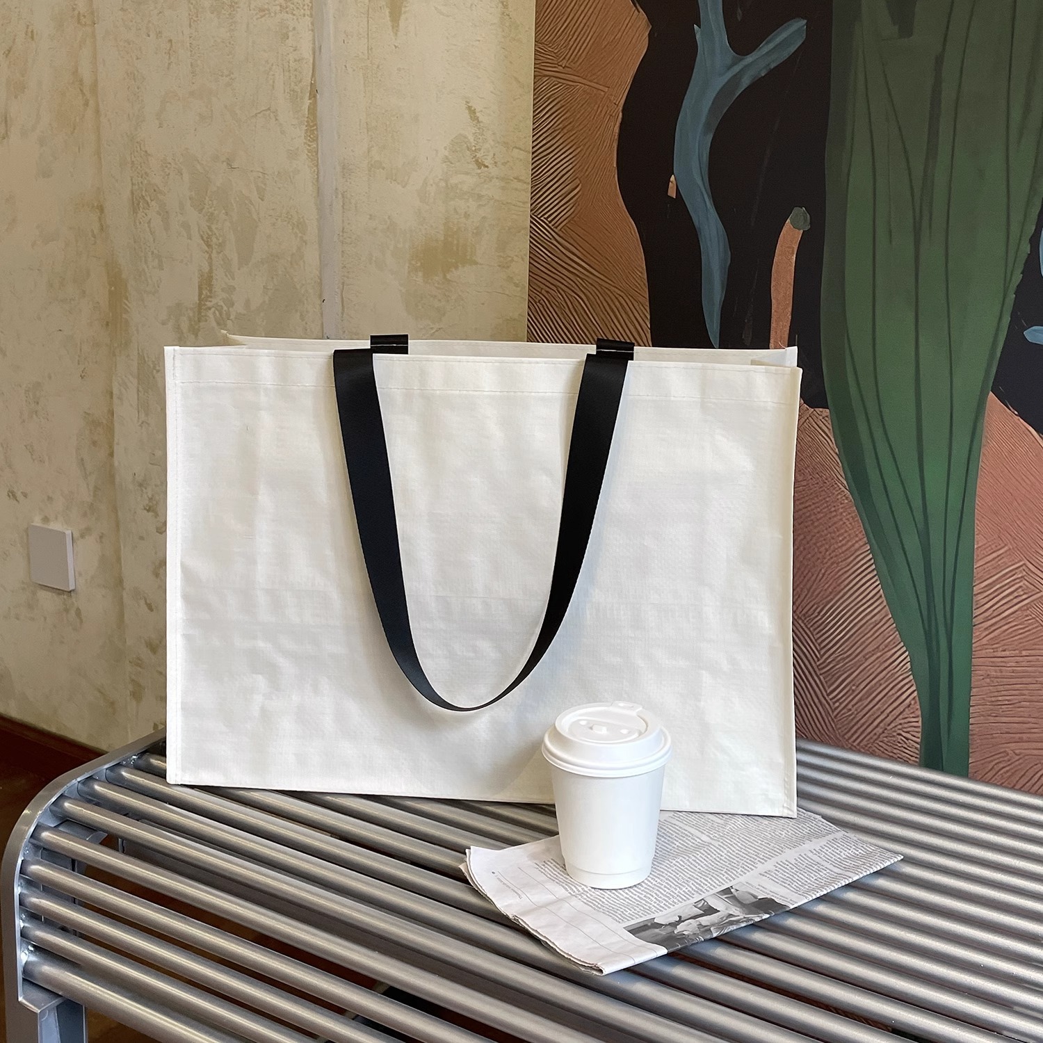 Combo 50 Túi Tote Dệt Cao Cấp Cho Cửa Hàng Quần Áo – Túi Đóng Gói Mua Sắm Màu Đen Dung Tích Lớn 