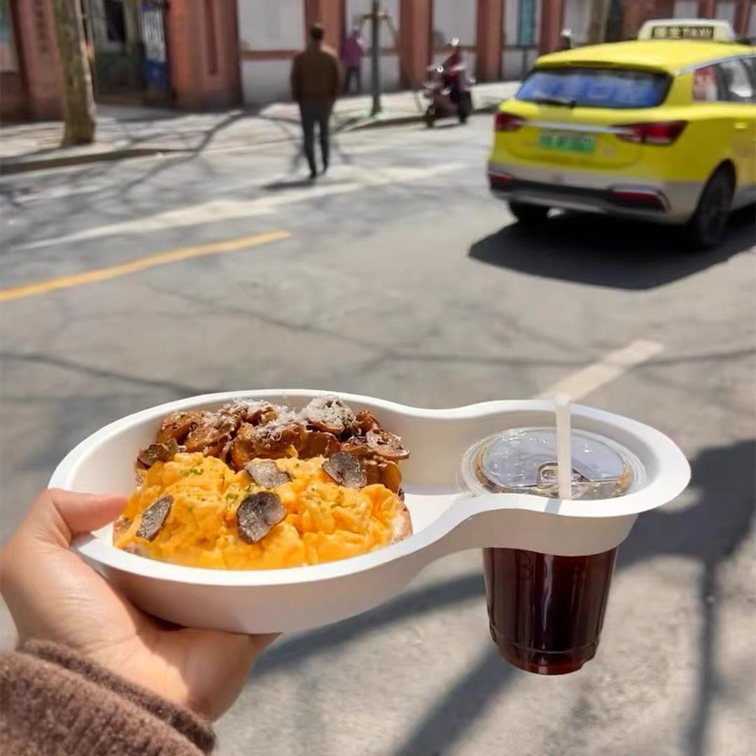 COMBO 100 Khay Đựng Thức Ăn Kiểu Phương Tây CITYWALK – Khay Hot Dog Dùng Một Lần Có Thể Phân Hủy Sinh Học, Hai Ngăn Đựng Đồ Uống, Cà Phê, Khay Đựng Cốc