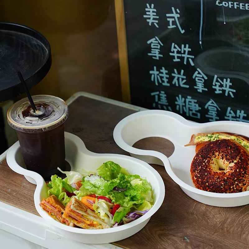 COMBO 100 Khay Đựng Thức Ăn Kiểu Phương Tây CITYWALK – Khay Hot Dog Dùng Một Lần Có Thể Phân Hủy Sinh Học, Hai Ngăn Đựng Đồ Uống, Cà Phê, Khay Đựng Cốc