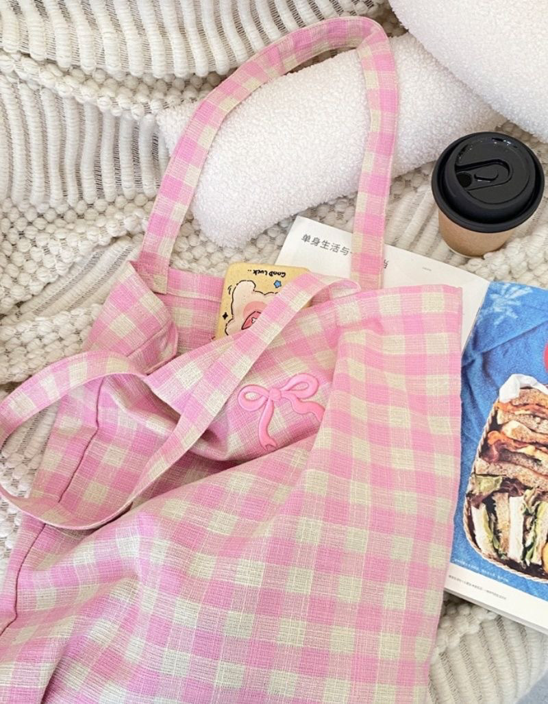 Combo 10 Túi Tote Vải Kẻ Caro – Phong Cách Hàn Quốc "Hopeless Romantic" Mùa Hè 
