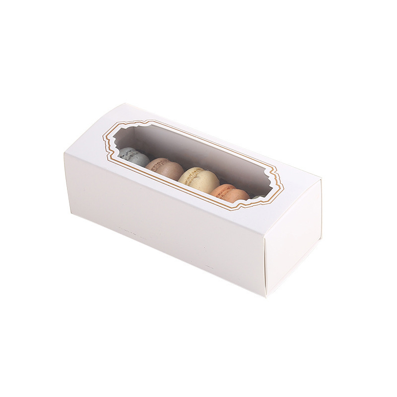 Combo 100 Hộp Đựng Bánh Macaron Trong Suốt – Bìa Cứng Trắng, Kiểu Dáng Phương Tây