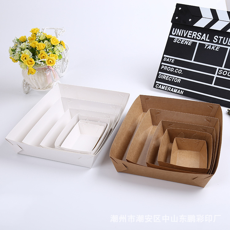 Combo 100 Hộp Giấy Kraft Dùng Một Lần – Kiểu Thuyền, Chống Dầu, Có Thể In Logo