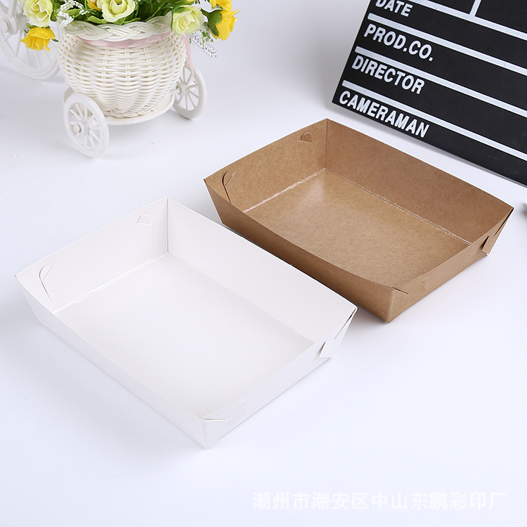 Combo 100 Hộp Giấy Kraft Dùng Một Lần – Kiểu Thuyền, Chống Dầu, Có Thể In Logo