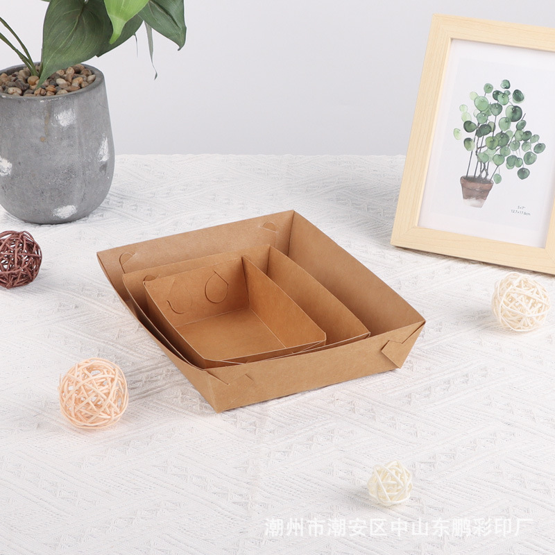 Combo 100 Hộp Giấy Kraft Dùng Một Lần – Kiểu Thuyền, Chống Dầu, Có Thể In Logo