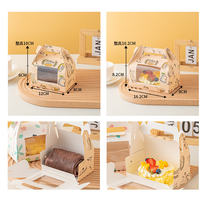 Combo 100 Hộp Đựng Bánh Ngọt Có Cửa Sổ – Kèm Khay Đáy Bìa Cứng, Gấp Gọn, Dễ Mang Theo
