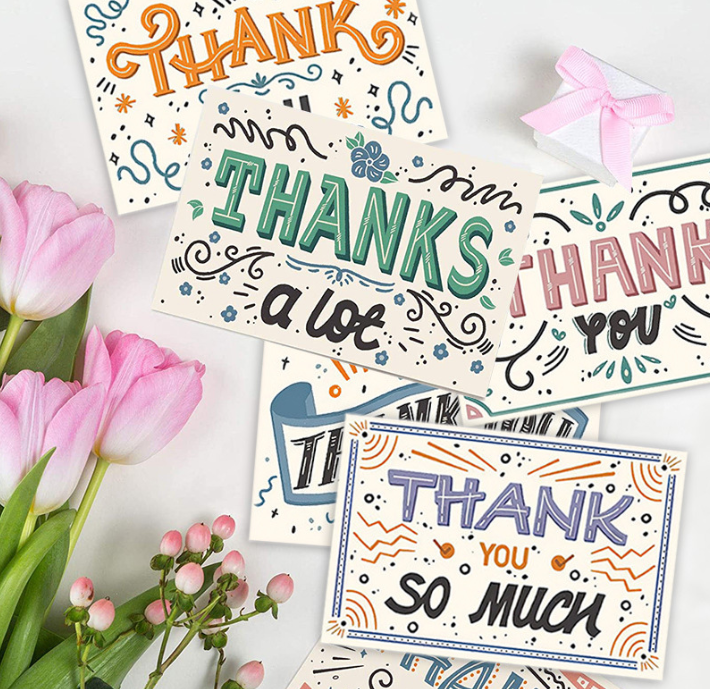 Thẻ cảm ơn màu sắc cổ điển bán buôn xuyên biên giới của Amazon thẻ giấy tráng phủ thẻ cảm ơn thẻ quà tặng
