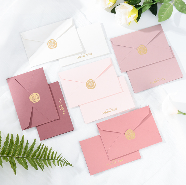 set 15 Bộ thiệp chúc mừng phong bì dập vàng kiểu mới, thiệp chúc mừng, gói 5 phong bì, thiệp chúc mừng quà tặng, bán trực tiếp từ nhà máy