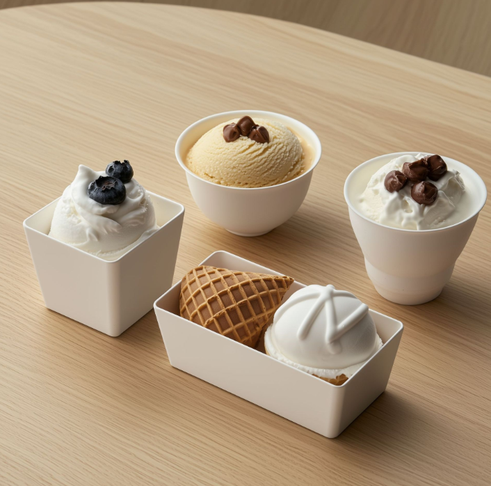 combo 150 Vòng kem dùng một lần gelato sáng tạo bát kem bát trà lưới bát kem người nổi tiếng món tráng miệng cốc tráng miệng