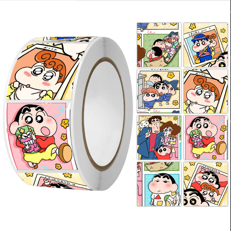  combo 50 miếng dán/cuộn nhãn dán hoạt hình, sticker Crayon Shin-chan đầy màu sắc sáng tạo phong cách INS cảm ơn miếng dán niêm phong trang trí bao bì nhãn dán sổ tay nhật ký dễ thương