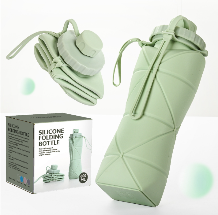 Cốc nước silicon gấp gọn dung tích lớn du lịch ngoài trời thể thao di động chịu nhiệt độ cao cấp thực phẩm cốc gấp gọn sáng tạo