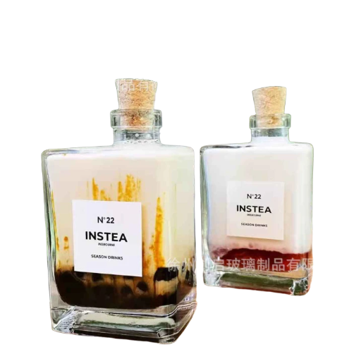 combo 50 chai nước giải khát vuông đầu cong, nút gỗ, chai trà sữa, chai cà phê, chai nước ép sữa, chai rỗng