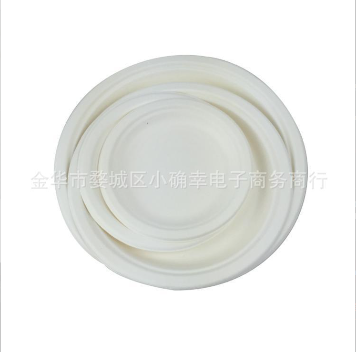 Bát giấy tròn 9 inch, bột mía, đĩa giấy dùng một lần, đĩa nướng phân hủy sinh học, đĩa thức ăn nhanh, 500 chiếc