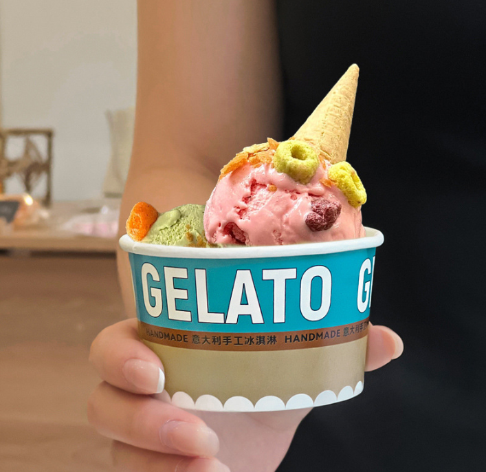 Cốc giấy kem màu Macaron, bát giấy đựng kem dùng một lần có nắp, hộp giấy đựng kem thương mại, cốc nhỏ đựng kem sữa chua