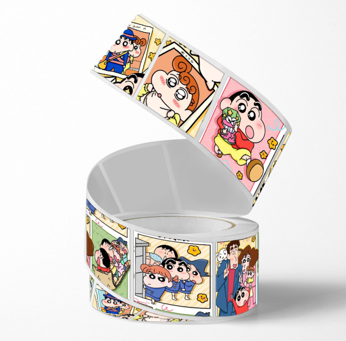  combo 50 miếng dán/cuộn nhãn dán hoạt hình, sticker Crayon Shin-chan đầy màu sắc sáng tạo phong cách INS cảm ơn miếng dán niêm phong trang trí bao bì nhãn dán sổ tay nhật ký dễ thương