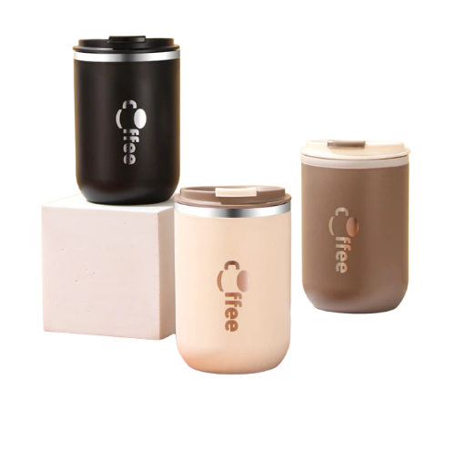 combo 10 Cốc cà phê inox 304 cách nhiệt hai lớp di động trên xe hơi có nắp đậy, cốc đựng nước có ống hút làm quà lưu niệm giá trị cao cho học sinh