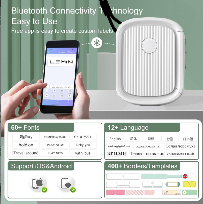 Máy in nhãn gia đình L12 Mini giá rẻ cầm tay Máy in nhãn nhiệt Bluetooth di động