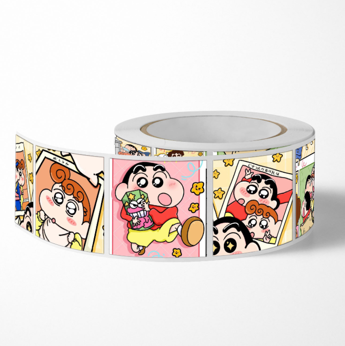  combo 50 miếng dán/cuộn nhãn dán hoạt hình, sticker Crayon Shin-chan đầy màu sắc sáng tạo phong cách INS cảm ơn miếng dán niêm phong trang trí bao bì nhãn dán sổ tay nhật ký dễ thương