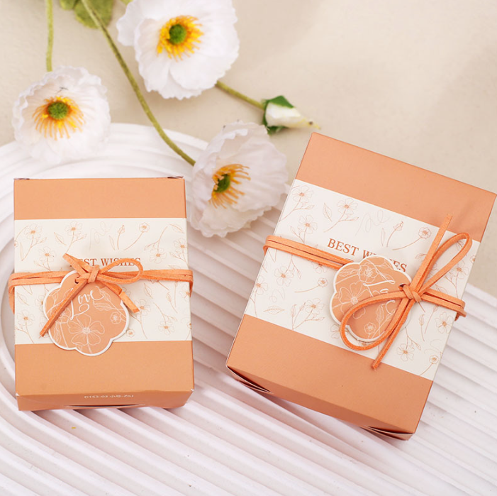 combo 100 Hộp kẹo cưới phong cách Hàn Quốc màu cam mới hộp kẹo cưới đám cưới với hộp quà nhỏ màu xanh lá cây tươi cao cấp
