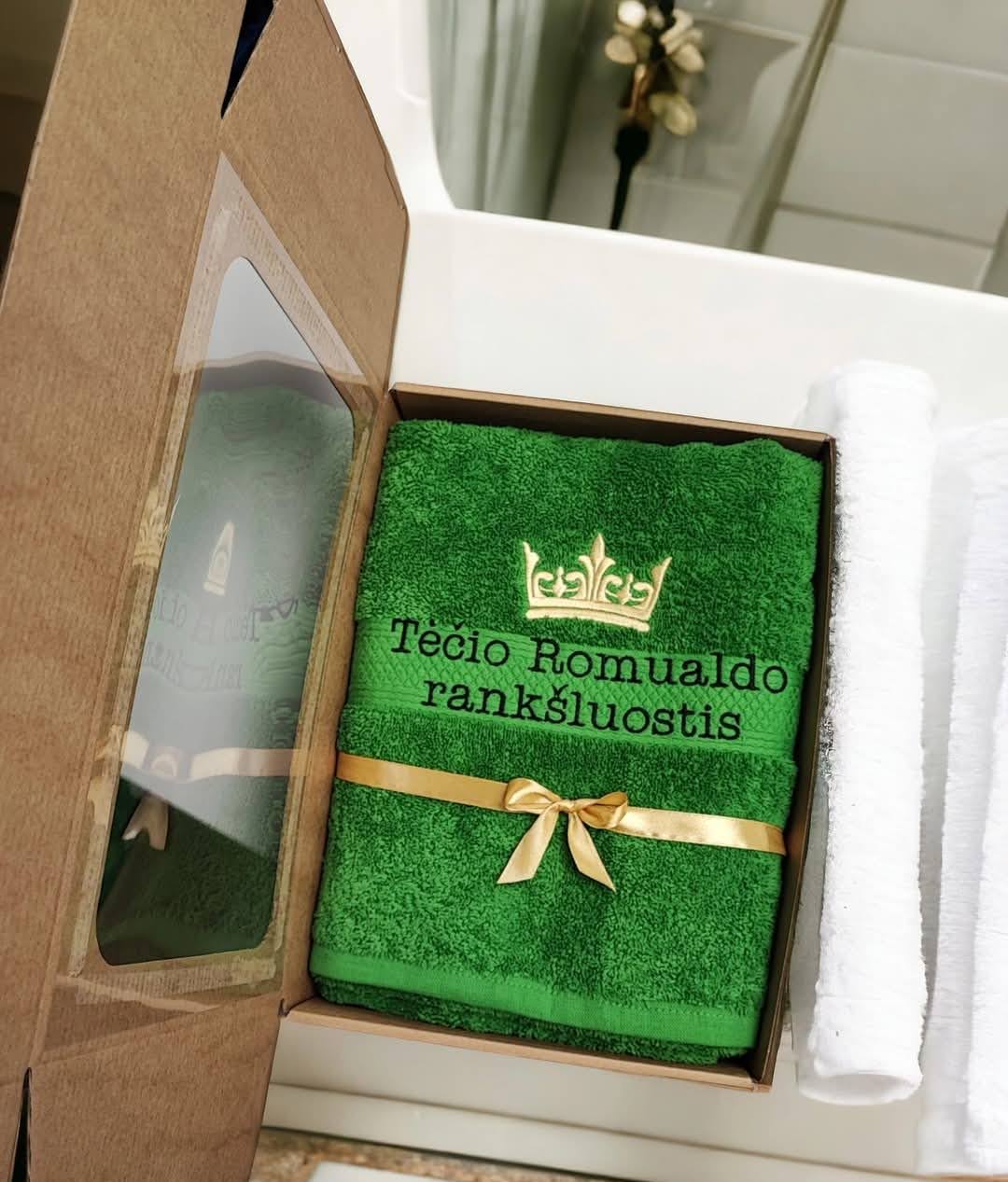 Vonios rankšluostis Tėčiui su vardu