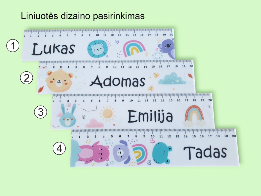 Vaikiška liniuotė 20cm (Su jūsų pasirinktu vardu)