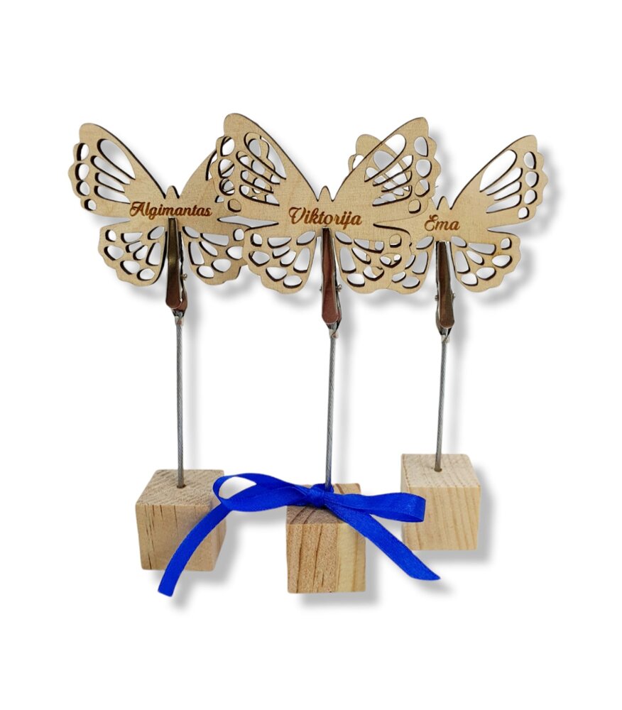 Pastatoma stalo kortelė drugelis (Su jūsų pasirinktu vardu)